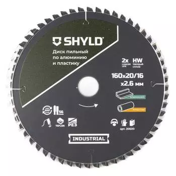 Диск пильный по алюминию и пластику SHYLD 160х20/16мм 56Т (20600)