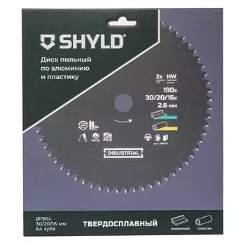 Диск пильный по алюминию и пластику SHYLD 190х30/20/16мм 64Т (20640)