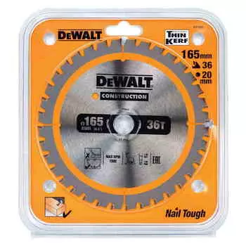 Диск пильный по дереву DeWalt CONSTRUCTION DT1950 165х20мм 36T