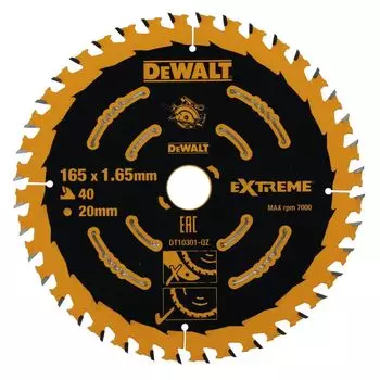 Диск пильный по дереву DeWalt CONSTRUCTION DT10301 165х20мм 40T