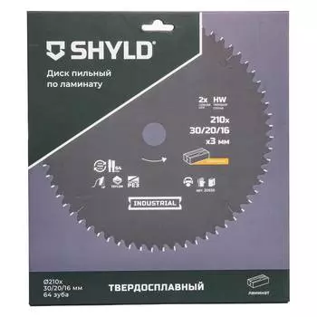 Диск пильный по ламинату SHYLD 210х30/20/16мм 64Т (20530)