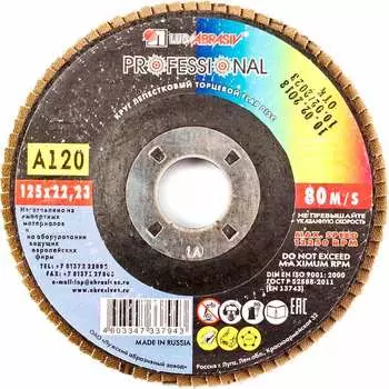 Круг лепестковый торцевой Луга 125х22.2мм Р120 (4345)