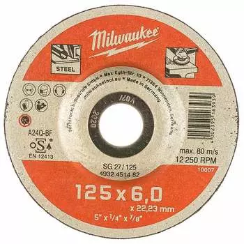 Круг шлифовальный по металлу Milwaukee SG 125x6x22.2мм