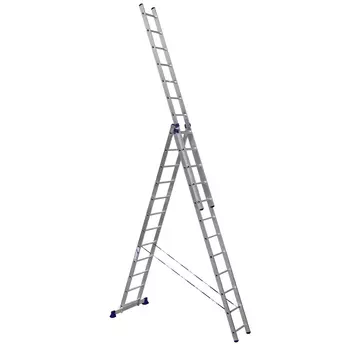 Лестница алюминиевая Алюмет трехсекционная 3x12 ступеней (5312)