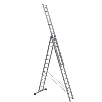 Лестница алюминиевая Алюмет трехсекционная 3x14 ступеней (5314)