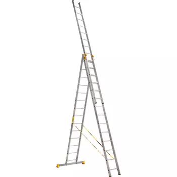 Лестница алюминиевая Алюмет трехсекционная 3x14 ступеней (9314)