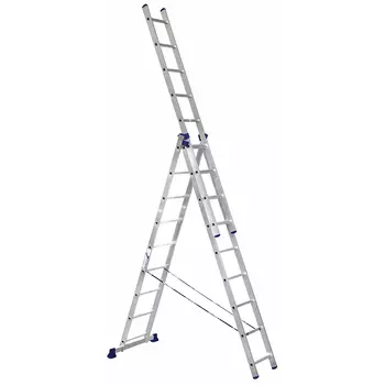 Лестница алюминиевая Алюмет трехсекционная 3x9 ступеней (5309)