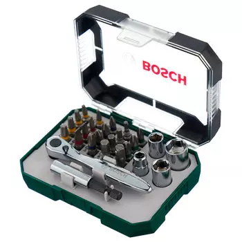 Набор бит Bosch + ключ-трещотка 26шт (322)