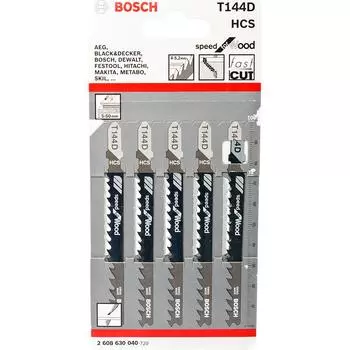 Набор пилок для лобзика по дереву Bosch T144D 100мм 5шт (040)