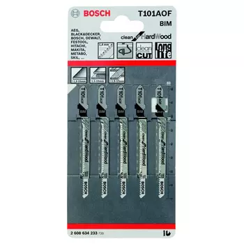 Набор пилок для лобзика по дереву Bosch T101AOF 83мм 5шт (233)