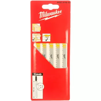 Пилка для лобзика по дереву Milwaukee T344D 105мм 5шт (633)