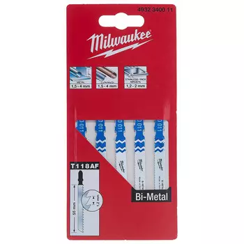 Пилка для лобзика по металлу Milwaukee T118AF Bi-Metal 55мм 5шт (011)