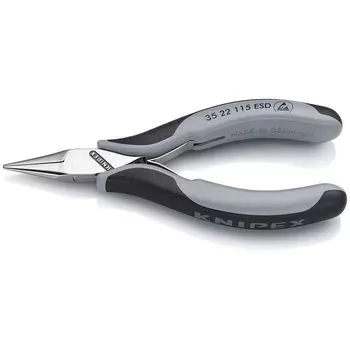 Плоскогубцы захватные для электроники ESD, плоскокруглые губки, 115 мм, 2-комп антистатические ручки