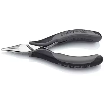 Плоскогубцы захватные для электроники ESD, плоскокруглые губки, 115 мм, 2-комп антистатические ручки
