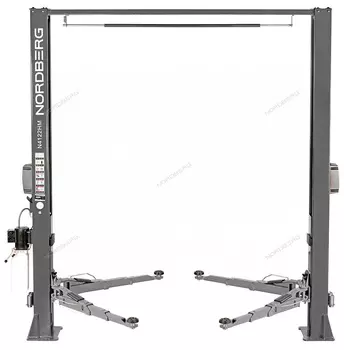Подъемник двухстоечный 4 т, верхняя синхронизация, снятие со стопоров с одной колонны, 380 В, серый