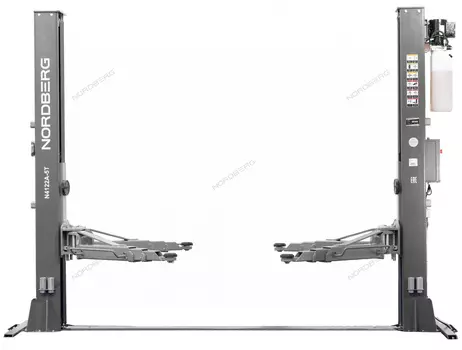 Подъемник двухстоечный 5 т, нижняя синхронизация, с электростопорами, 380 В, серый NORDBERG N4122AE-