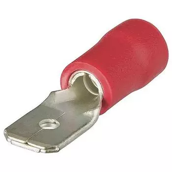 Штекеры плоские, изолированные, красные, 6.3 x 0.8 мм, 0.5-1.0 мм, 100 шт