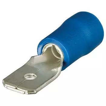 Штекеры плоские, изолированные, синие, 6.3 x 0.8 мм, 1.5-2.5 мм, 100 шт