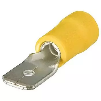 Штекеры плоские, изолированные, жёлтые, 6.3 x 0.8 мм, 4.0-6.0 мм, 100 шт