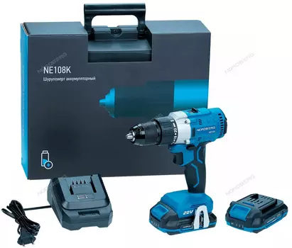 Шуруповерт аккумуляторный макс диам. сверла 13мм, 20В, 80Нм с 2шт акк. и зар. уст-вом NORDBERG NE108
