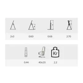 Стремянка Алюмет 3 ступени двухсторонняя алюминиевая