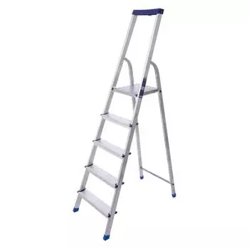 Стремянка алюминиевая STAIRS ЛЮКС односекционная с органайзером 5 ступеней AS05LX