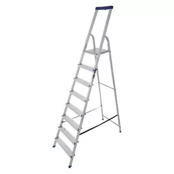 Стремянка алюминиевая STAIRS ЛЮКС односекционная с органайзером 8 ступеней AS08LX