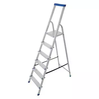 Стремянка алюминиевая STAIRS ЛЮКС односекционная с органайзером 6 ступеней AS06LX