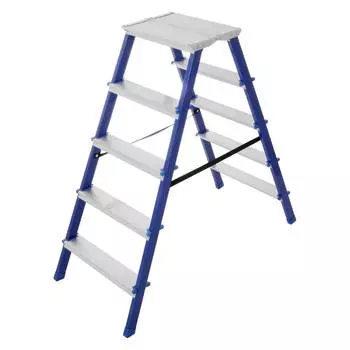 Стремянка стальная STAIRS двухсекционная с мини-платформой 2x5 ступеней CMP205