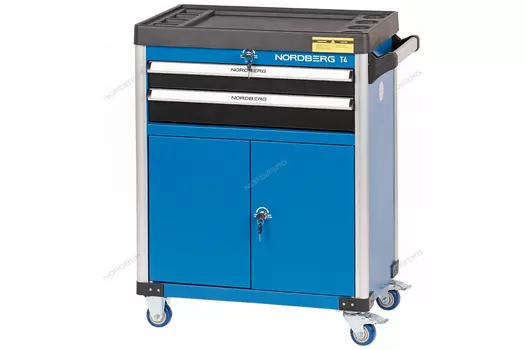 Тележка инструментальная, 2 выдвижных ящика, 2 полки с дверцами NORDBERG T4