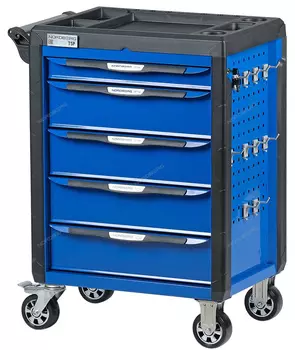 Тележка инструментальная, 5 выдвижных ящиков, с системой защиты от опрокидывания, синяя NORDBERG T5P