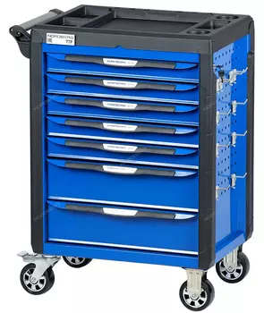 Тележка инструментальная, 7 выдвижных ящиков, с системой защиты от опрокидывания, синяя NORDBERG T7P