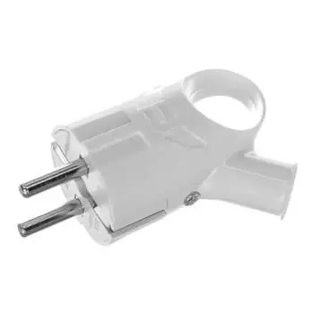 Вилка угловая с ушком с/з, белая Вихрь 16А 250В