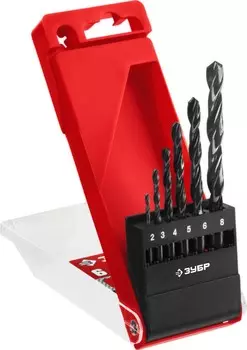 ЗУБР 6 шт, (2-8 мм), сталь Р4М2, класс В, набор сверл по металлу (29605-H6)