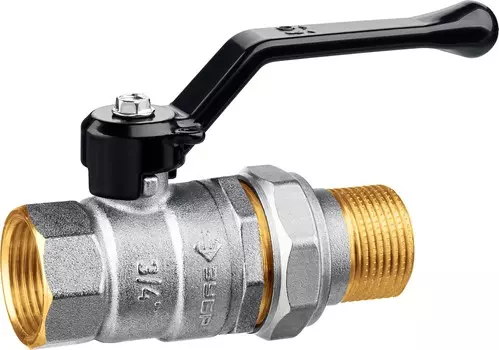 ЗУБР d 3/4, ручка-рычаг, мама-папа, полнопроходной шаровой кран с накидной гайкой (51320-3/4)