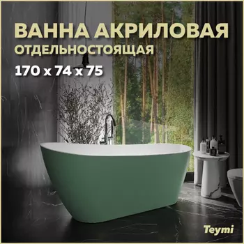 Акриловая ванна Teymi Solli 170х74 T130107 зеленый матовый
