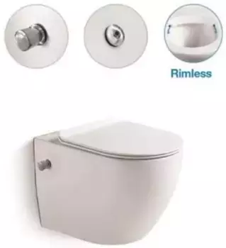 Безободковый подвесной унитаз SantiLine с функцией биде, сиденье микролифт, цвет белый, SL-5002SM-BD