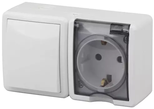 Блок розетка-выключатель ЭРА Эксперт IP54 16A 250V 11-7401-01 Б0020733