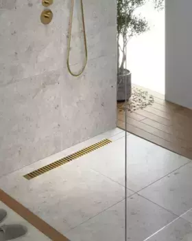 Дренажный канал Timo Drain System DS230109/17, 90 см, с перфорированной решеткой lines, золото матовое