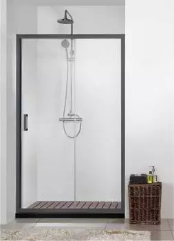 Душевая дверь Aquatek 120 AQ ARI RA 12020BL, профиль черный, стекло прозрачное
