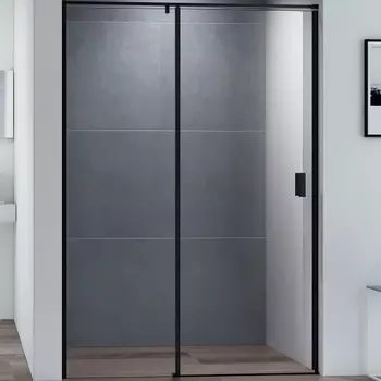 Душевая дверь Cezares Urban 140 URBAN-B-12-140-C-NERO, профиль черный, стекло прозрачное