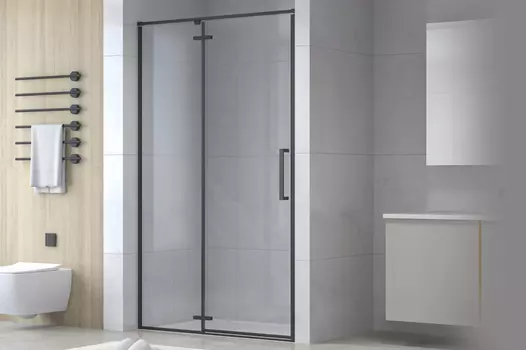 Душевая дверь Royal Bath Bern 90х195 Bern-V RB90-T-BL профиль черный , стекло прозрачное