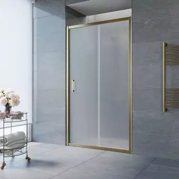 Душевая дверь в нишу Vegas Glass ZP TUR NOVO 110 05 10, 110 см, профиль бронза, стекло сатин