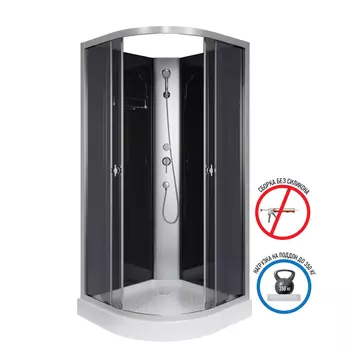 Душевая кабина Niagara Eco E90/13/TN/BK стекло тонированное, профиль серебро