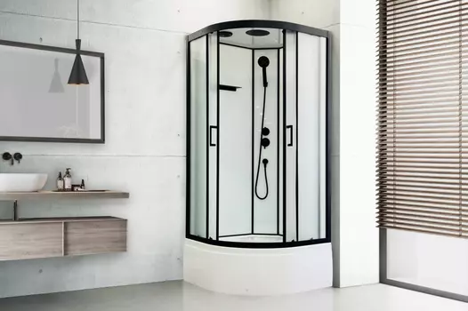 Душевая кабина Royal Bath Fato 85х85 RB85CK-M-BL FATO стекло рифленое, профиль черный