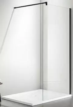 Душевая перегородка Aquatek Walk in 90 AQ WIW 09020BL с держателем, профиль черный, стекло прозрачное