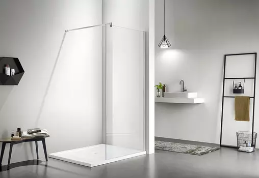 Душевая перегородка Aquatek Walk in AQ WIW 08020CH с держателем, профиль хром, стекло прозрачное