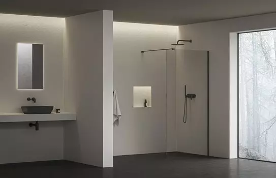 Душевая перегородка Ravak Walk-In Wall Air GW9W70300Z1C 90х200 см витраж транспарент, профиль чёрный
