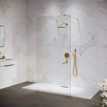 Душевая перегородка RGW WA-016Gb 35101614-16 профиль золото, стекло прозрачное