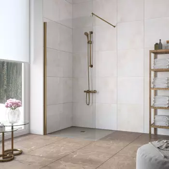 Душевая перегородка Vegas Glass EAF Lux 96 05 01, профиль бронза, стекло прозрачное